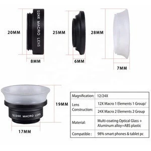 Mobile Phones And accessories 12x /24x Macro Lens For Phone 2 in 1 Smartphone Macro Lens Kit