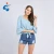 Import Modern design summer plain dyed denim shirts for women blouses from China