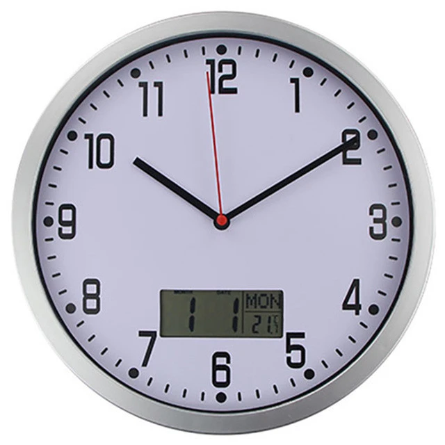 Modern Digital Plastic Clock Quartz Temperature Display Wall Clock