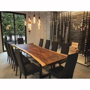 Modern natural edge walnut table top fast selling 10 seater dining table