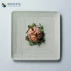 Modern Nordic Wood Texture Design Ceramic Vajilla De Porcelana Cuadrada Square Dinner Plate Porcelain For Restaurant Hotel