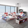 Modern Sectional Leather Furniture Leisure LED Corner Sofa Set with USB and Speaker