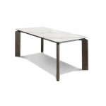 Modern Simple Dining Table High Gloss Rock Board Table Top Wooden Leg Design Fashionable Dining Table Restaurant Household
