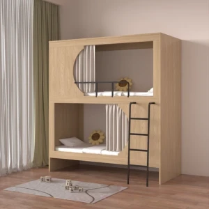 Modern Simple Log Space Capsule Bunk Bed Multi-Purpose Hotel School Student Staff Dormitory Apartment Wood MDF Panel Material