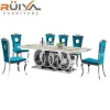 Modern square design marble dining table set with 8 chairs