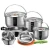 Import Multi-Function Stainless steel Cookware Outdoor Camping hiking Pot Portable outdoor pan Bowl 8-person Picnic Set pot from China