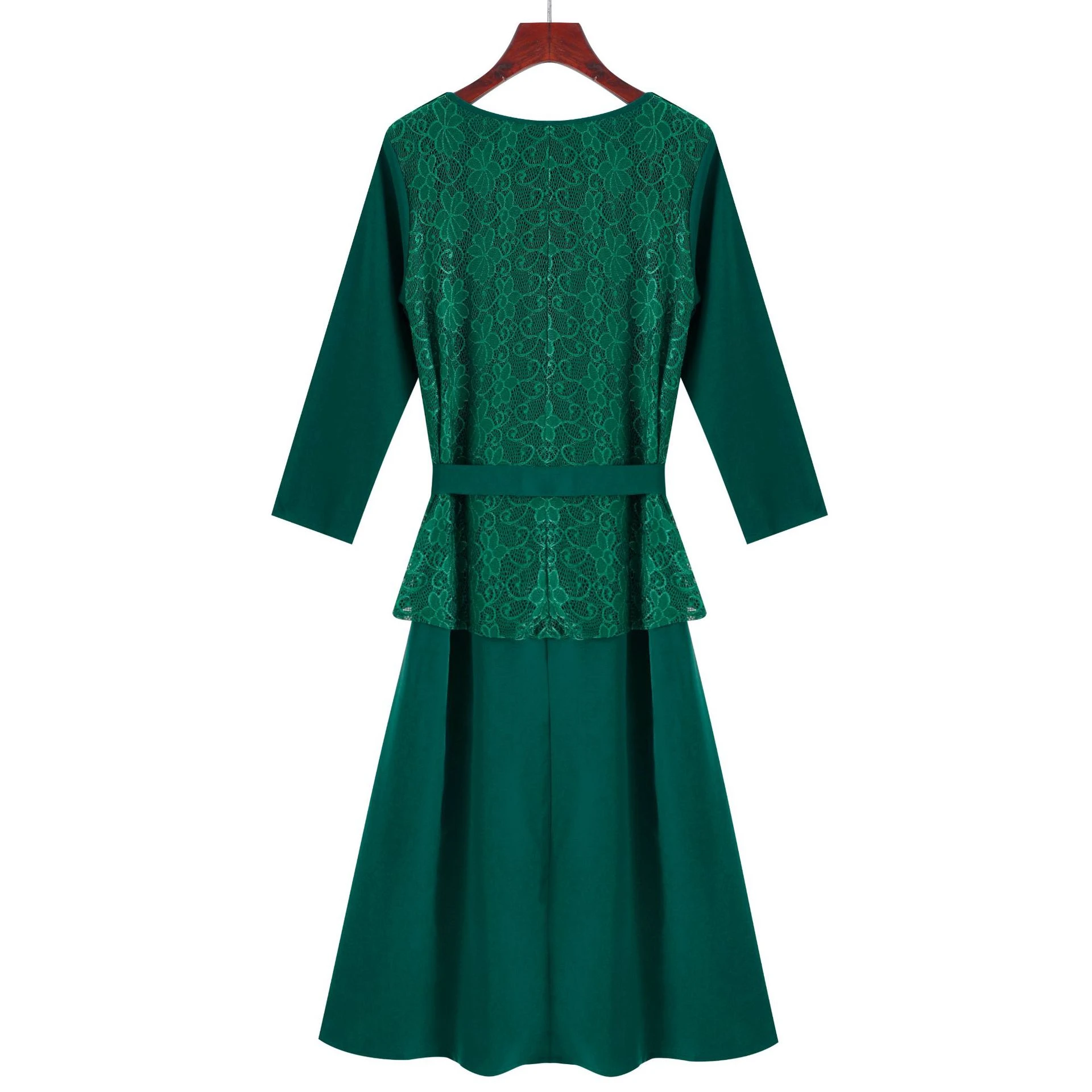 Muslim abaya green lace top double  layer Muslim ladies dress islamic clothing