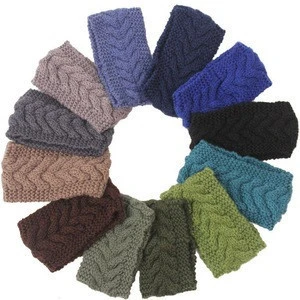 MY miyar New Amazon Women Knit Headband Knot Turban Quilted Cable Knit Headwrap Winter Sport Crochet Headband
