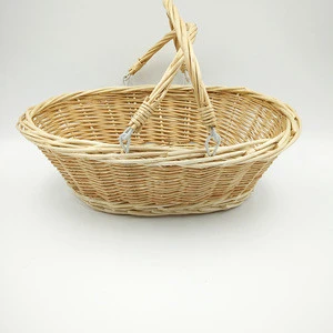 Natural color double handle shopping baskets cheap wicker basket  linyi classic style Handicrafts