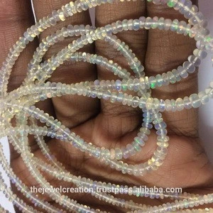 Natural White Ethiopian Welo Opal Stone Plain Rondelle Wholesale Loose Beads Strand from Gemstone Supplier at Factory Price