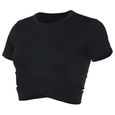 New design quick Dry fast summer women short sleeve workout crop top shirt
