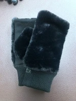 Polar Wear Mens Fingerless Ragg Wool Gloves With Inner Fleece Palm