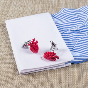 New jewelry crafts gift heart shaped red cuff links cuff buttons for mens shirts
