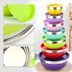 New Product Recommendation Metal Bowl Kitchen Baked Food Supply Bowl Colorful Stainless Steel Mixing Bowl