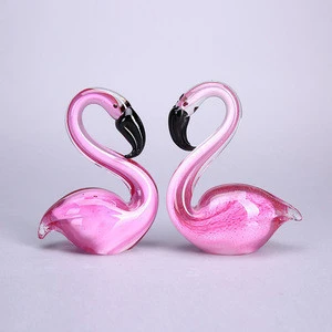 New Products flamingo statues figurines glass crafts for wedding