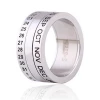 New style rotatable calendar steel color ring female Korean fashion ring index finger titanium steel hollow out ring