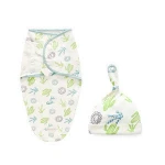 Newborn Swaddle Wrap +Hat Cotton Baby Receiving Blanket Bedding Cartoon Cute Infant Sleeping Bag For 0-6M