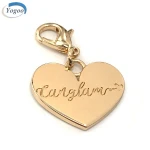 Nickle Free Alloy Heart Shape Custom Stamped Metal Pendants Charms with Clasp