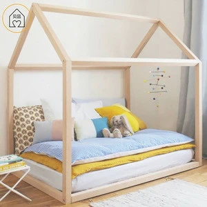 Nordic kids bedroom furniture wooden house shaped kids bed for home decor