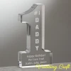 Number 1 Glass Square Block Craft For Father Birthday Gift