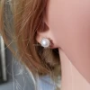 OEM High quality genuine solid silver rhodium plated real freshwater pearl flower earring stud pearl earrings real 925 silver