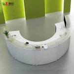 office modern white half round reception desk