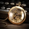 Open Face Retro Antique Heavy Brass Pocket watch Pendant Steampunk Skeleton Watch Pocket Hand-winding Mechanical Pocket Watches