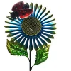 Outdoor Decorative Solar Garden Light Metal Ladybug Flower Stakes Ornament Lamp for Patio Outside