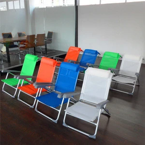 Outdoor furniture travel adjustable lay flat lightweight beach mesh folding chair