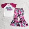 Pink suits fashion clothes spring and autumn girls baby clothing suits children wholesale boutique RTS suits