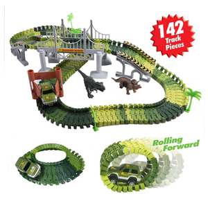 Pista Magica  | Hot Sale Amazon Dinosaur Toys 156pcs Dinosaur World Road Race Car Flexible Tracks Toys