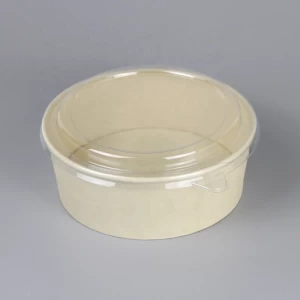 PLA Coated Bamboo Pulp Paper Salad Bowl Biodegradable Custom Printed Paper Salad Bowl With Clear Lid