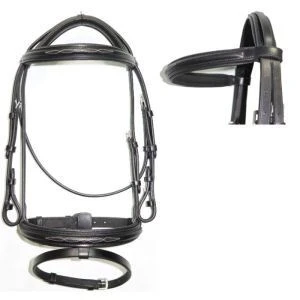 Plain Raised Padded Bridle with Double Reins