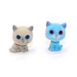 plastic PVC figure for capsule toy cat flocked tiny toy mini animal flocking vending toy