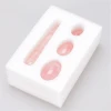 Polar Jade Gemstones Yoni Eggs 3-pcs Set, Made of Rose Quartz, Obsidian and Nephrite Jade, Drilled