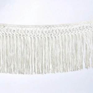 Polyester white long  fringe tassel for textile