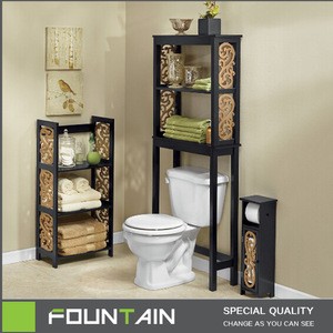 Popular 2 Shelf Storage Rack in Black and Gold Freestanding Storage Bathroom Furniture Sets