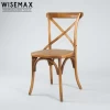 Popular nice solid wood dining stacking canteen wedding X cross back wood chair for restaurant and wedding