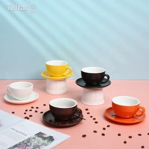 Porcelain Coffee Cup Restaurant Colorful Ceramic Tea Coffee Cup With Saucer