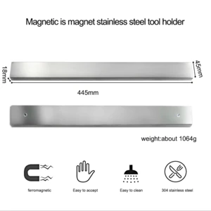 Powerful 45cm extra long kitchen knife magnetic knife rack stand full 304 stainless steel magnetic knife holder