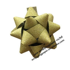 PP Glitter God ribbon and bow for christmas gift wrapping Christmas ribbon and bow