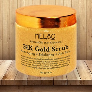 Private label pure 24k gold to moisturize anti-inflammatory anti-wrinkle exfoliating brightening firming skin care  body scrub