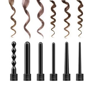 Professional  2 Temperature Settings With LED Indicator  6 In 1   Interchangeable Curling Wand Set Hair Curler  Wand