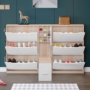 professional supplier space saving wooden cabinet design shoe rack for home