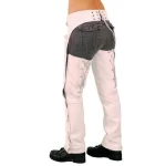 Quality White Genuine Cowhide Leather Horse Riding Chaps Custom Design Rear Waistband Lacing Women Racing Chaps
