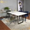 rectangular faux marble stone Meridian Cameron Gold Dining Table