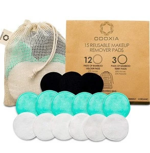 Reusable Makeup Remover Pads Zero Waste Eco-Friendly Rounds Natural Organic Double Layered Bamboo Pads Face with Laundry Bag