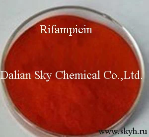 Rifampicin is antibiotic and antimicrobial agent of active pharmaceutical ingredient high purity red crystalline powder drugs