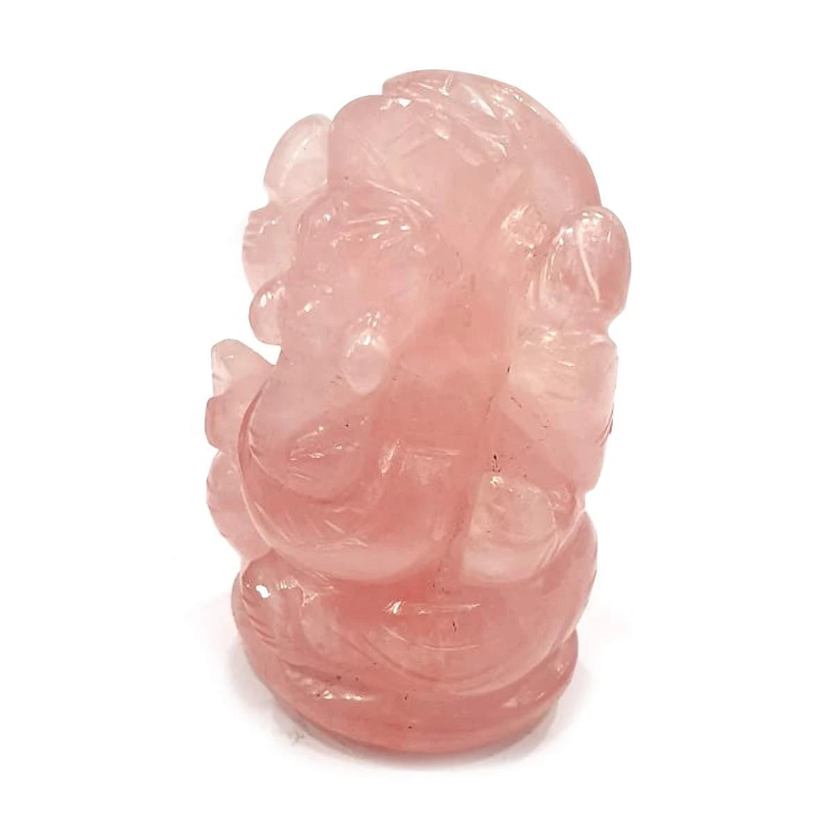 Rose Quartz Crystal Ganesha Sculpture Crystal Carved Craft Ganesha Figurine Carving craft Indian made