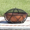 Round Copper Look Fire Pit Bonfire  for Outdoor Patio Garden Backyard Black